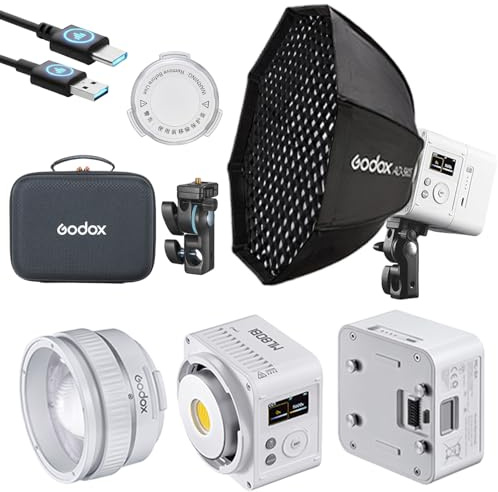 Godox ML80BI 100W LED Bi-Color Video Lighting Kit | 2800K-6500K CRI96+/TLCI96+,29600 Lux,APP Control,ML-Z Zoom Lens Reflector,ML-BA 6600mAh Battery,AD-S60S Softbox Kit