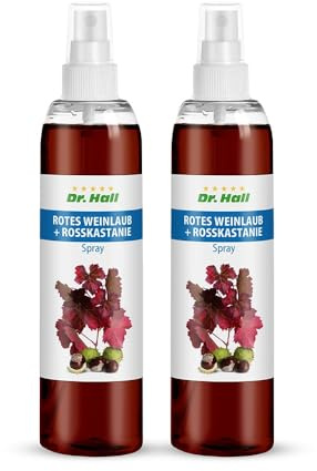 Dr. Hall Rotes Weinlaub + Rosskastanien-Spray - Effektive Pflege für müde Beine, Besenreißer Spray mit rotem Weinlaub und Rosskastanie, 2 x 250 ml