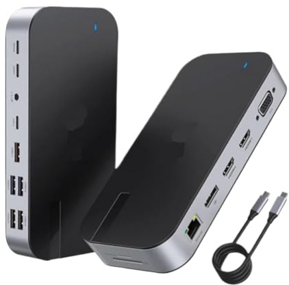 USB C Docking Station Dual HDMI Monitor Adapter USB C Hub 3 Monitors Adapter With 4K Dual HDMI Displayport VGA 100W PD 3 0 Compatible With(2HDMI DP VGA)