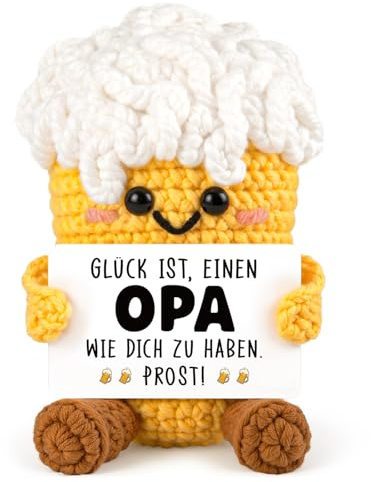Juratar Lustiges Opa Geschenk - Handgefertigte Häkel Bier Mutmacher | Opa Geschenk Geburtstag, Geschenke für Großvater, Senior, Geschenkidee Opa zum Weihnachten oder Renteneintritt 4.6*5.3*8 cm
