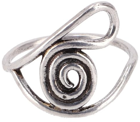 GURU SHOP Filigraner Messing Modeschmuck Ring mit Spiralmotiv, Unisex | Elegantes Design mit fließenden Linien, abgerundete Form, vielseitig kombinierbar, ideal für jeden Anlass.