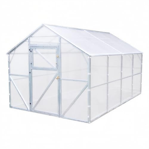 Stahl Gewächshaus Classic 250x400x220cm mit Fundament | 4 mm Hohlkammerplatten, UV-beständig & Winterfest | Treibhaus, Pflanzenhaus, Tomatenhaus für Garten