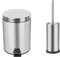 Home Treats Chrome Pedal Bin 5L And Toilet Brush Set. 5 Litre Bin with Toilet Brush Holder. 2 Piece Set Toilet Brush Holder For Bathroom