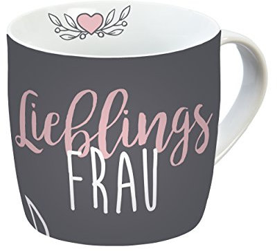 infinite by GEDA LABELS Madame Préférée Porcelaine Tasse, Porcelaine, Gris/Rose, 12,3 x 9 x 8,5 cm
