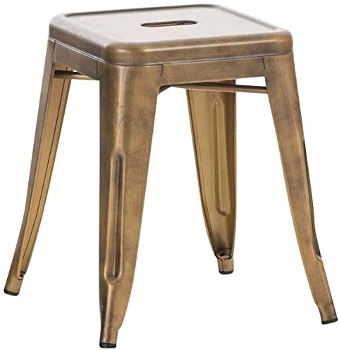 CLP Hocker Armin I Metallhocker stapelbar und pflegeleicht I Stapelhocker bis 200 kg belastbar I Sitzhöhe 46 cm, Farbe:Gold