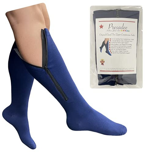 Presadee Original Navy 20-30 mmHg Kompressionsstrümpfe mit Reißverschluss