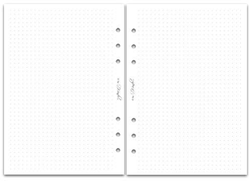 SinnWunder® 50 Blatt Din A5 (14,8 x 21 cm) Premium Notiz-Papier dotted (punktkariert) - Für 6-Ringplaner
