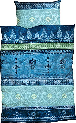 Casatex Bettwäsche Indi Satin blau-türkis Größe 135x200 cm (80x80 cm)