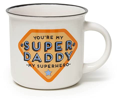 Legami - Cup Puccino, Tazza in Porcellana New Bone China, Tema Super Daddy, Take a Break Collection, Capacità 350 ml, Lavabile in Lavastoviglie, Utilizzabile in Microonde