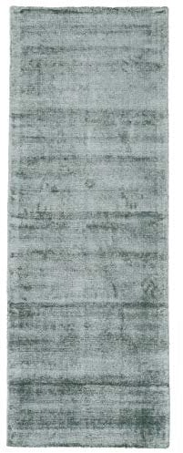 carpetfine Viskoseteppich AVA Läufer Mint 80x400 cm | Moderner Teppich für Wohn- und Schlafzimmer