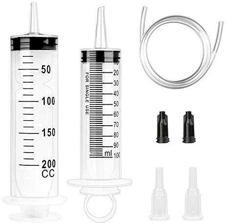 2 Stücke Spritze 100+200ml Spritze mit Schlauch Dosierspritze Ölspritze Plastikspritzey für den Flüssigkeitstransfer Spritzen für Experimente…