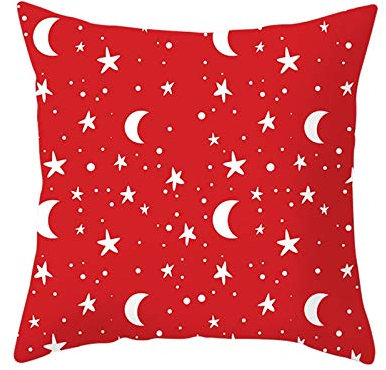 Banemi Kissenbezüge Elegant, Weihnachten Dekorativer Kissenbezug Mond Sterne Polyester Weihnachtsdekorationen 40X40CM