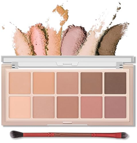 Erinde 10 Colours Palette De Fards à Paupières, Rose Highlighting Ombre à Paupières, Nude Longue durée Eyeshadow, Couleurs mates, Natural Looking Korean Eye Palette with Brush