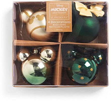 Licensed Disney Mickey & Minnie Mouse - Bolas de Navidad para Colgar en el árbol de Navidad (Mickey Green 4 (1202)), Talla única