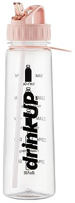 DrinkUp Motivational Water Bottle with Time Markings Straw | Leak Proof Reusable BPA free Hour Measuring Reminder Drinking Bottle | Ideal for Gym Hiking Cycling School Office 900ml