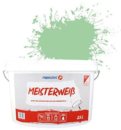 Farbklecks24 Meisterweiß Color, Wandfarbe Grün 5-2 (2,5L),(versch. Farben),hohe Deckkraft