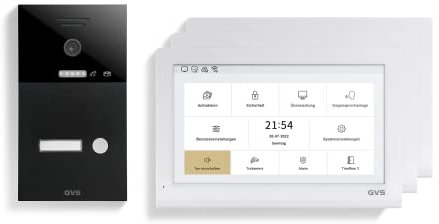 GVS IP Video Türsprechanlage mit Türöffner, 3X 10 Zoll Monitore & App