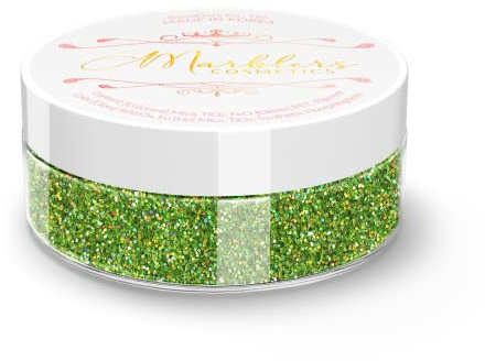 MARBLERS Cosmetic Grade Fine Holographic Glitter [Holo Apple Green] 0.18oz (5g) | Non-Toxic | Vegan | Cruelty-Free | Eyeshadow, Nail Polish, Nail Art | Festival, Rave & Party Makeup | Body & Face