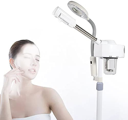 Gesichtsdampfer Face Steamer Bedampfer Professional 2 In 1 LED 3-5X Vergrößerungs Lampen Maschine SPA Gesichtssauna Ozone Bedampfer Dampfgerät Ozon Lupenleuchte Lupenlamp Mit Rädern
