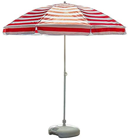 Garten-Sonnenschirm, Terrasse, Strand, Terrasse, Sonnenschirm, 6,6 Fuß, wasserdicht, Außenschirm mit 8 Stahldrahtrippen, rot-weiß gestreiftes Muster, zum Angeln, Camping