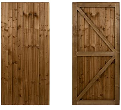 Featheredge Wooden Garden and Side Gates, Fully Framed and Capped (v2)(H-1500, W-925, Brown Finish)