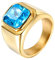 HIJONES Herren Stein Ring Edelstahl Große Quadratische Zirkonia Vintage Statement Ringe Gold Himmelblau Größe 65