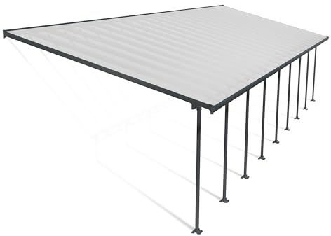 Canopia by Palram Terrassenüberdachung Alu Feria 4X12.75 Polycarbonat Hohlkammerplatten Pergola 1276 x 385 cm Grau zur Überdachung ihrer Terrasse