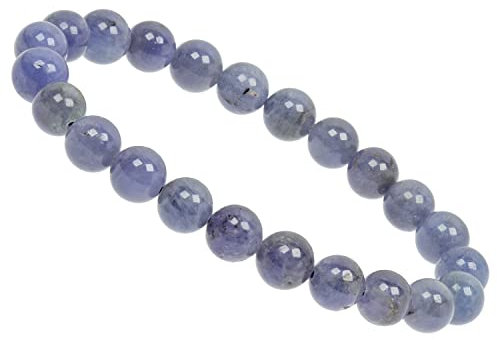 ELEDORO PowerBead Damen-Armband Stretch aus Edelstein Perlen 8mm Tansanit