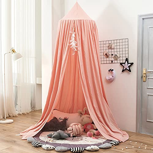 Surwin Betthimmel Madchen Jungen Babybett Doppelbett, Moskitonetz Baldachin Kinderzimmer Einzelbett Himmel Schlafzimmer Dekoration Spielzelte Kinder Geschenk, Ohne Bohren (nordisches Rosa)