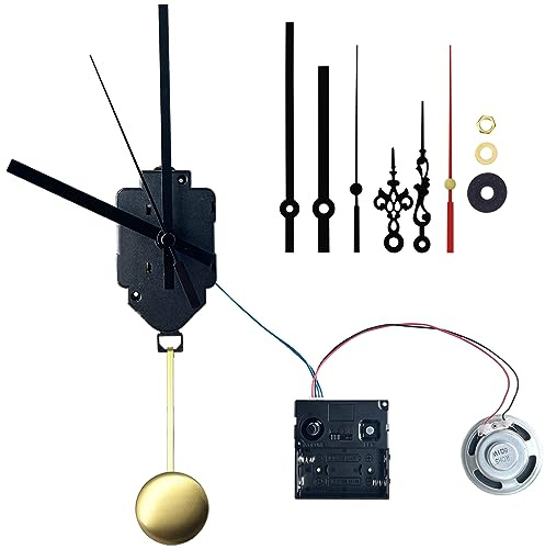 WinTaim 12888 Westminster Melody Chime Box Clock Mechanism with Pendulum and 2 Sets of Hands, Design Your Creative Wall Clock, Suitable for 8-14 inch Grandfather Clock Parts Replacement (23.5mm)