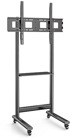 Techly 367843 Supporto da Pavimento TV LCD/LED 50-90 Altezza Regolabile con Mensola Nero