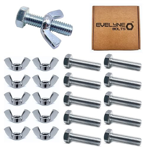 M8 Wing Nut & Bolt 10 Pack (M8 x 30mm Bolts & M8 Nuts)