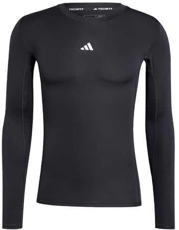 adidas Uomo Techfit Compression Training Longsleeve tee, Black, S Tall