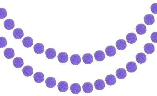QUARKZMAN 2Stk Filz Kugel Girlande Lila Pom Pom Girlanden 7.55Ft 20 Kugeln