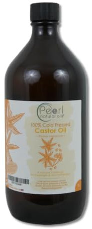 Cold Pressed Pure Castor Oil 1 litre, Glass Bottle, Vegan, BP Grade, Hexane Free, Non-GMO