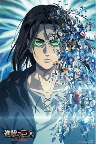 Attack on Titan - Eren Yeager - Poster Druck Plakat - 61x91,5 cm + 1 Packung tesa Powerstrips® - Inhalt 20 Stück