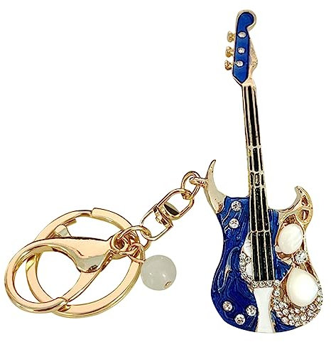 COLLBATH Guitare Keychain Pendentif à Main Décoratif Pour Clés Et Accessoire Bleu Avec