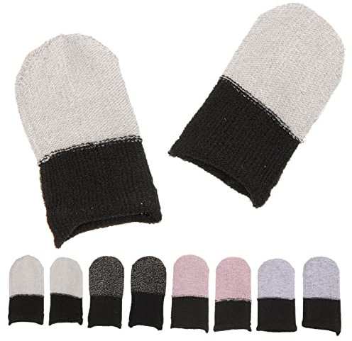 Angoily 5 Pairs Gaming Non-slip Finger Cots Gaming Gloves for Sweaty Hands Game Finger Cover Thumb Sleeves Mobile Gaming Thumb Protector Finger Cover for Gaming Finger Gloves for Gaming