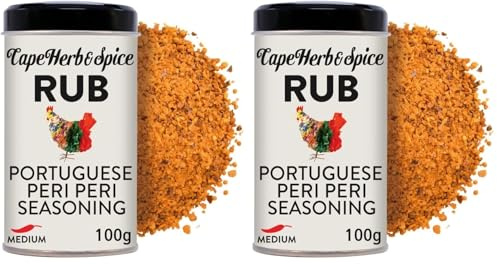 Cape Herb & Spice Portuguese Peri Peri Rub, Medium, 100 g Tin (2-Pack) | All-Purpose Seasoning, Handcrafted, Hickory-Smoked Flavours, Perfect for BBQ, Chicken, Beef, Lamb, Seafood