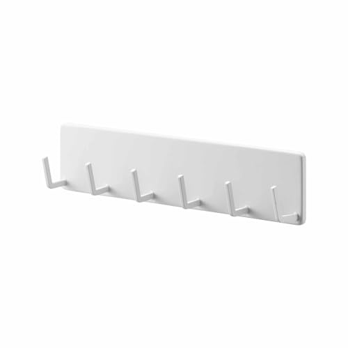 YAMAZAKI Tower Film Hook Selbstklebende Hakenleiste, weiß | Stah, Befestigung ohne Bohren, Mit 6 Haken für mehr Ordnung, Minimalistisches Design, 4 x 25 x 6 cm, Japanisches Design