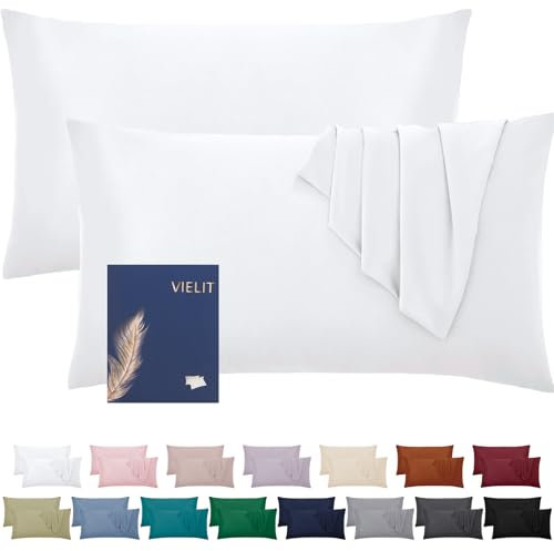Kissenbezug 40 x 80 Öko-Zertifikat Weich Kopfkissenbezug 40x80 2er Set Mikrofaser Kopfkissen 40x80 Bezug Weiß Kissenhülle Für Kissen 40x80 Resistent Hypoallergen Vielit