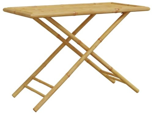 vidaXL Gartentisch, Balkontisch mit Latten-Design, Klapptisch für Garten Balkon Terrasse, Tisch Beistelltisch Gartenmöbel, Rund Bambus