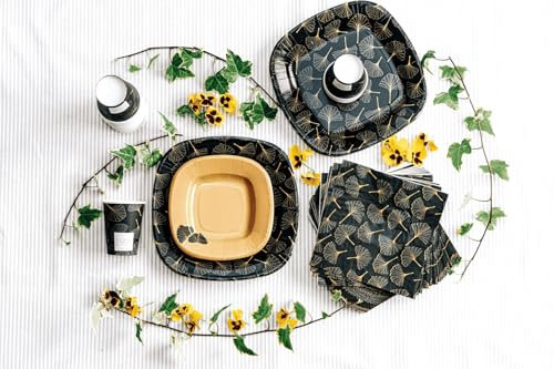 PartyBIO Set Ginko 330 Pezzi Stoviglie Biodegradabili Monouso per Feste – Piatti Carta, Bicchieri, Tovaglioli Compostabili per 60 Persone – Ecologiche, Usa e Getta, per Compleanni, Eventi, Picnic