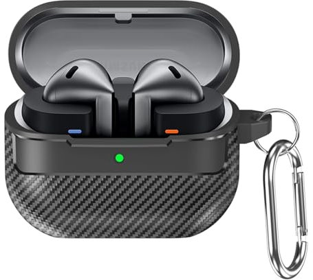SEIAIYG Cover per Samsung Galaxy Buds 3 Pro/Buds 3, Custodia Protettiva Antiurto in TPU con Moschettone, Antimpronta, Nero
