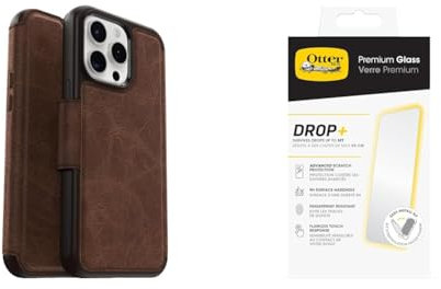 OtterBox Strada MagSafe Apple iPhone 15 Pro Max Espresso - brown with Premium Tempered Glass Protector