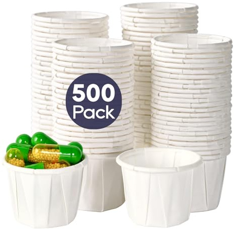 LITOPAK 500 Pack 0.75 oz Disposable Paper Souffle Medicine Cups, 3/4 oz Sample Cups for Tasting Pills, Food Dessert Services, and Condiments