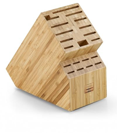 Cooks Standard Bamboo Knife Storage Block Without Knives, 20 Slot Universal Knife Holder Countertop Butcher Block Knife Stand for Easy Kitchen Storage