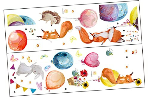 SHOWERORO 1satz Cartoon Tier Wandsticker Mit Luftballons Abnehmbar Und Selbstklebend Für Kinderzimmer Und Spielzimmer Teiliges Niedliches Wanddeko Für Warme Atmosphäre