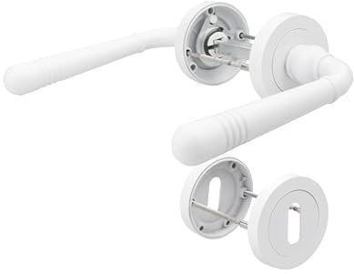 VERAMET® Maniglia bianca per porta della stanza – Maniglia moderna per porte interne – Maniglia di alta qualità con rosette – Facile da montare – Maniglia per porte della camera