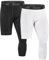 Runhit Men's 3/4 One Leg Compression Tights Single Leg Basketball Compression Pants Leggings Base Layer for Athletic, Black + White ( Right Short), Large